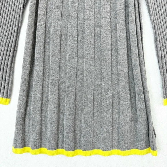 Anthropologie Sweater Dress Womens Small Gray Yellow Rib Knit Bell Sleeves - Picture 4 of 13